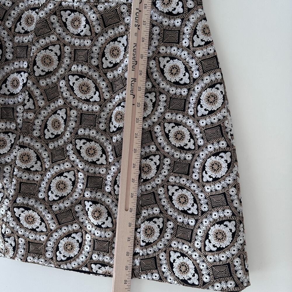 Alice + Olivia Mini Dress 6 Gold Embroidered Patty Tapestry 60s Style Retro Glam - Picture 14 of 16